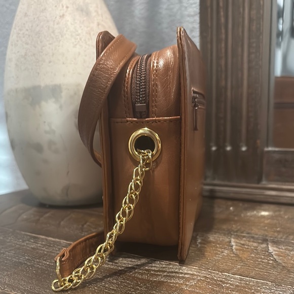 Moschino Brown and Gold Crossbody Bag with Studded Detailing - Picture 5 of 11